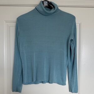 Ann Taylor light blue silk Knit Turtleneck